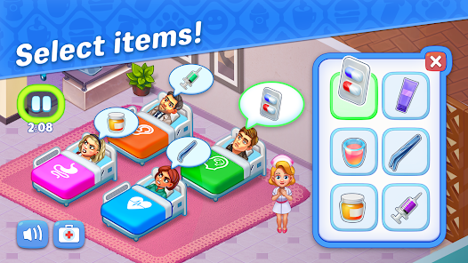 Rozgrywka w szpitalu z pacjentami i lekarzami